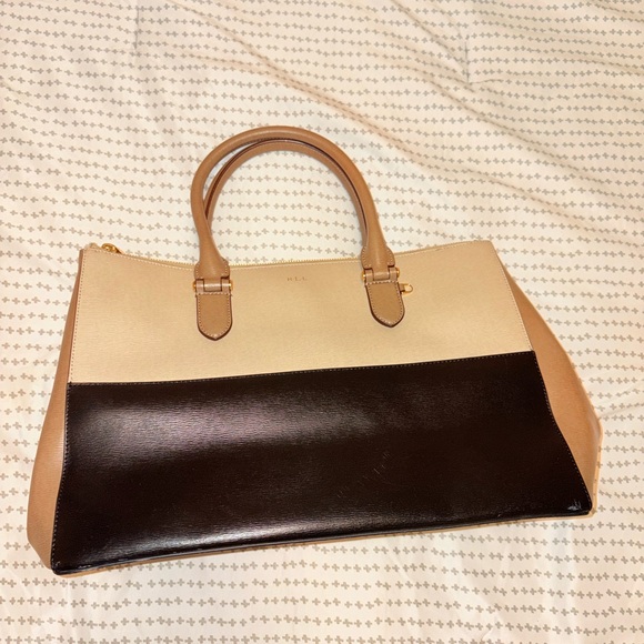 Ralph Lauren Newbury tricolor double zipper Satchel large - Picture 1 of 5